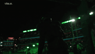 Green Smoke Is Coming Out Of A Stadium That Says Eagles On It GIF
