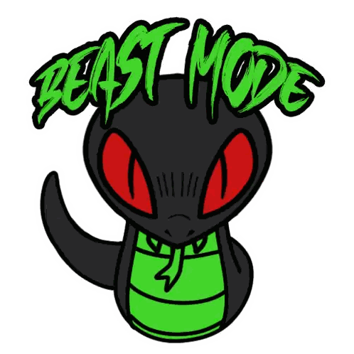 Green Snake With Beast Mode Text Sticker