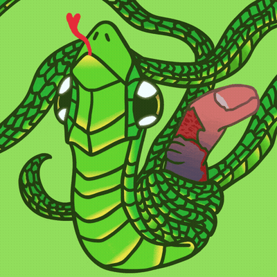 Green Snake With Red Tongue Biting Finger GIF