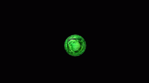 Green Sphere Spinning And Glowing On Black Background GIF