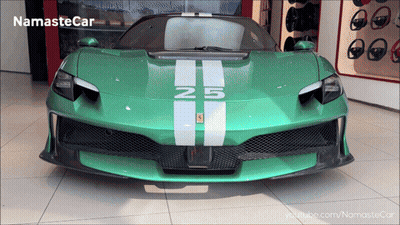 Green Sports Car With White Stripe Saying N2 GIF