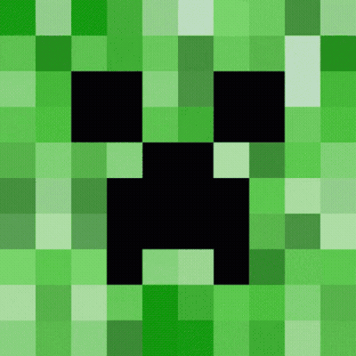 Green Square Creeper Face Black Border GIF