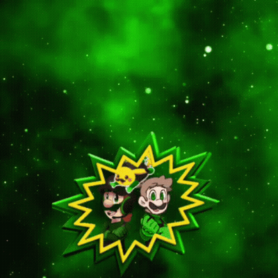 Green Star With Cartoon Characters GIF