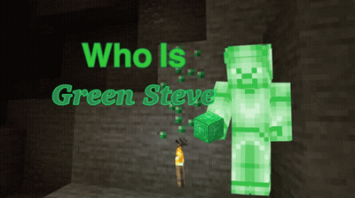 Green Steve In A Cave Saying Who Is Green Steve GIF