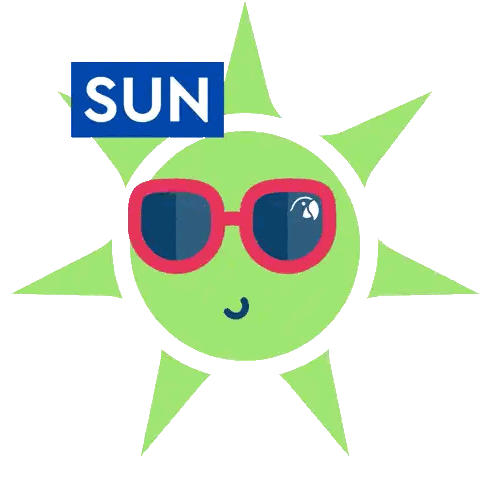 Green Sun With Red Sunglasses Sun Kissed Sticker