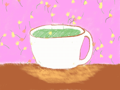 Green Tea Cup On Pink Background GIF