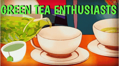 Green Tea Poured Into White Cup GIF