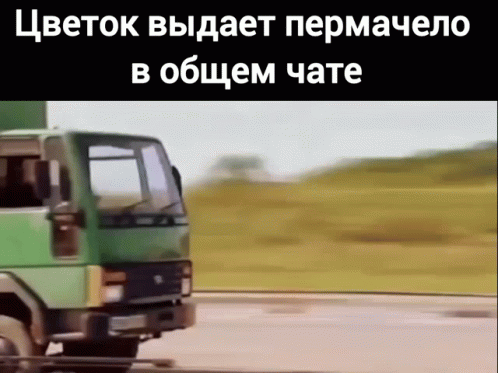 Green Truck Driving With Цветок Выдает Пермачело В Общем Чате GIF