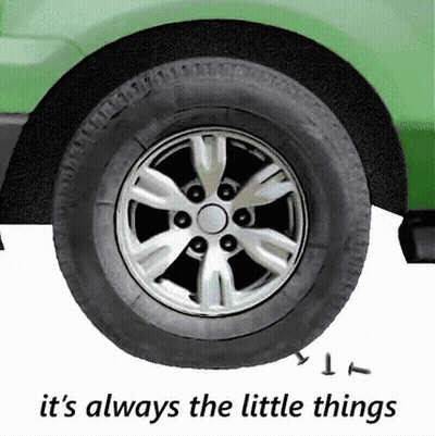 Green Truck Tire Saying It's Always The Little Things GIF
