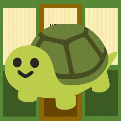Green Turtle Smiling In Front Of Door GIF
