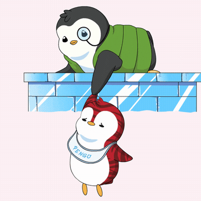 Green Vest Penguin Next To White Bib Penguin Saying Pengu GIF