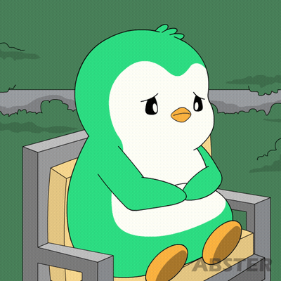 Green White Penguin Arms Crossed On Bench Abster GIF