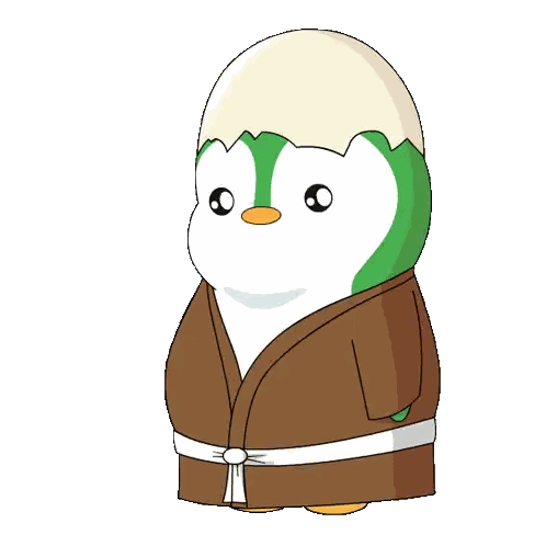 Green White Penguin With Robe And Egg Head Sticker