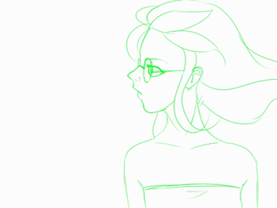 Green Woman With Long Hair GIF