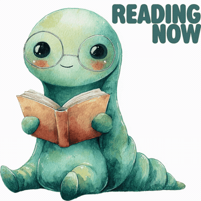 Green Worm Wearing Glasses Reading Book GIF