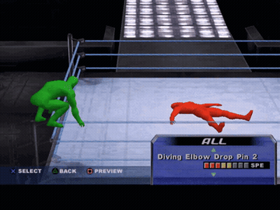 Green Wrestler Vs Red Wrestler In Ring GIF