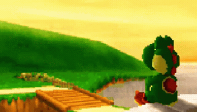 Green Yoshi Sitting On Roadside GIF