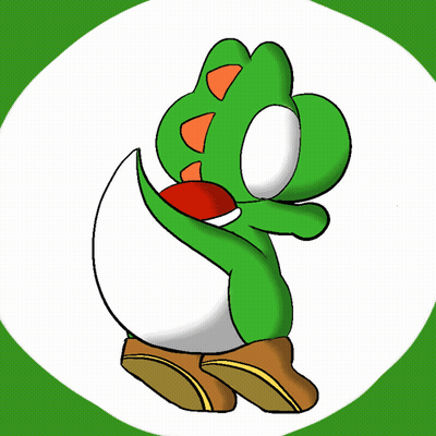Green Yoshi With White Tail And Brown Boots GIF