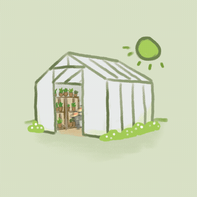 Greenhouse With Animals In Front GIF