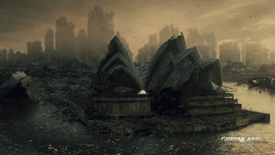 Greenland Word On Destroyed City GIF