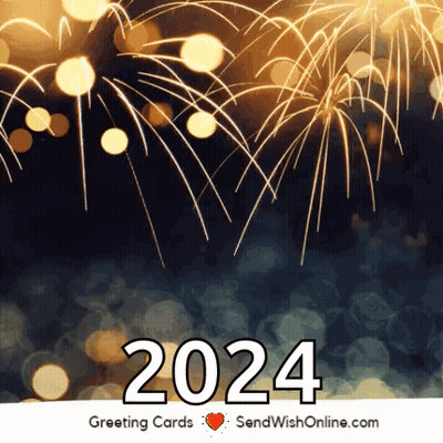 Greeting Card 2024 With Fireworks GIF