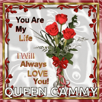 Greeting Card for Queen Cammy With Roses in Vase
