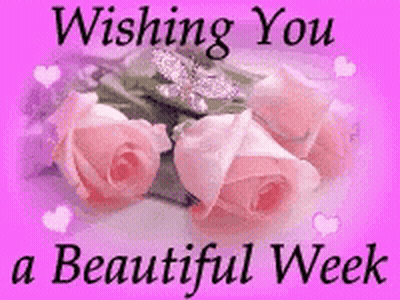 Greeting Card Pink Roses Hearts Wishing Beautiful Week GIF