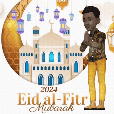 Greeting Card Saying Eid Al-Fitr Mubarak 2024 GIF