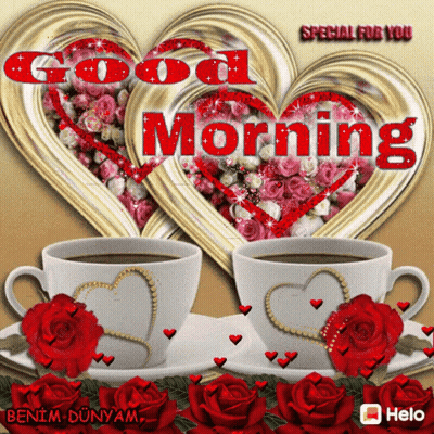 Greeting Card Saying Good Morning With Two Cups Of Coffee GIF