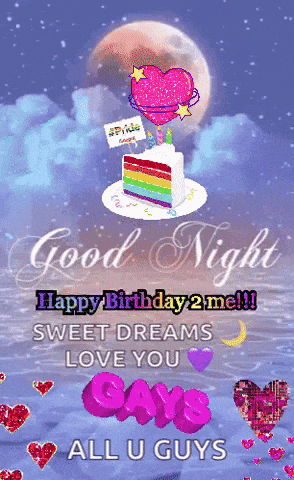 Greeting Card Saying Good Night And Happy Birthday GIF
