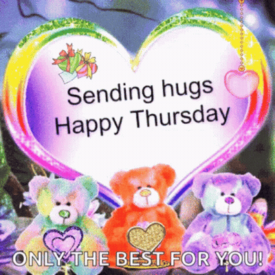 Greeting Card Saying Sending Hugs Happy Thursday GIF