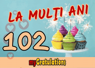 Greeting Card With Cupcakes And Sparklers Saying La Multi Ani 102 GIF