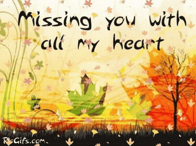 Greeting Card With Leaves Missing You With All My Heart GIF