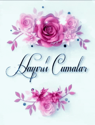 Greeting Card With Pink Flowers Hayırlı Cumalar GIF