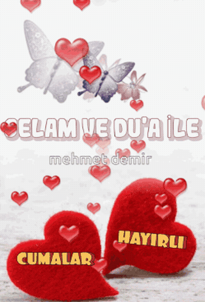 Greeting Card With Red Hearts Selam Ve Dua Ile GIF