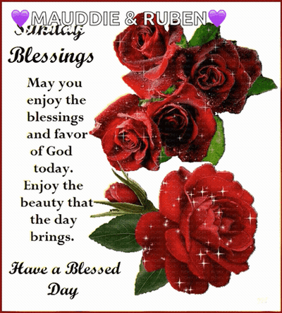 Greeting Card With Red Roses And Mauddie Ruben GIF