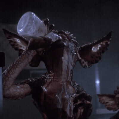 Gremlin Holding Glass Bottle In Mouth GIF