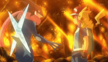Greninja Shaking Ash Hands GIF