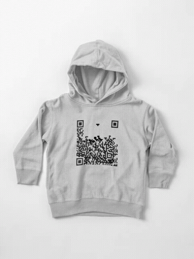 Grey Hoodie With Black QR Code GIF