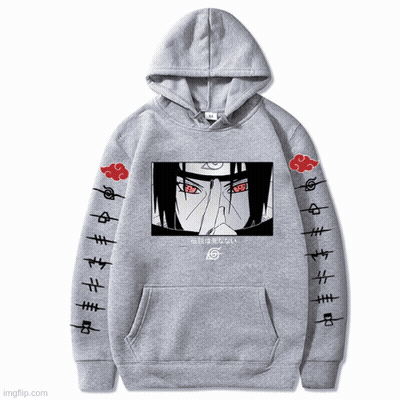 Grey Hoodie With Itachi Red Eyes GIF