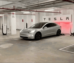 Grey Tesla Model 3 Power On GIF