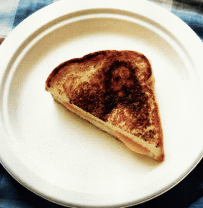 Grilled Cheese Sandwich Slice On Paper Plate GIF