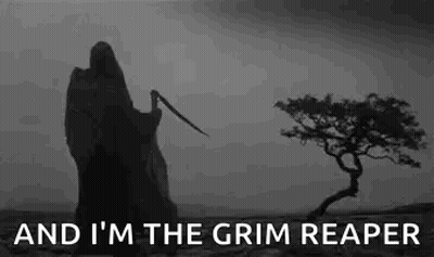 Grim Reaper Beside Tree In Field GIF