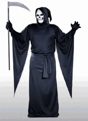 Grim Reaper Black Robe Scythe Costume GIF