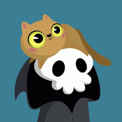 Grim Reaper Cuddling A Cat Cartoon GIF