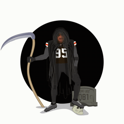 Grim Reaper Holding Scythe In Number 95 Jersey GIF