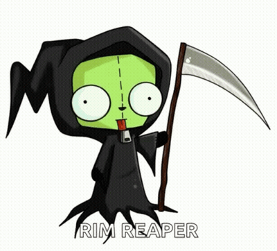 Grim Reaper Holding Scythe Saying Rim Reaper GIF