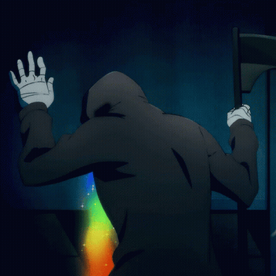 Grim Reaper Holding Scythe With Rainbow GIF