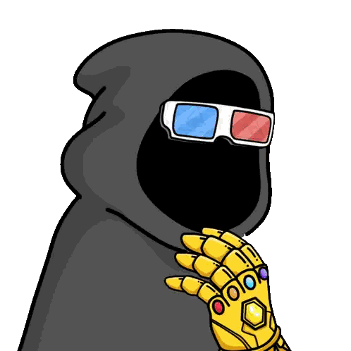 Grim Reaper In 3D Glasses And Glove Sticker