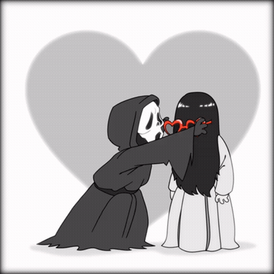 Grim Reaper Kissing Ghost GIF